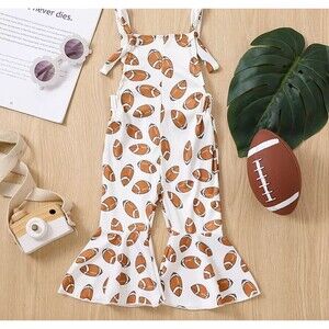 New Boutique Football Bell Bottom Romper, 18-24M